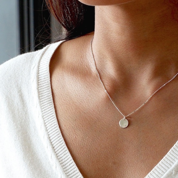 Jewelry - Sterling Silver Dainty Minimalist Disk Necklace